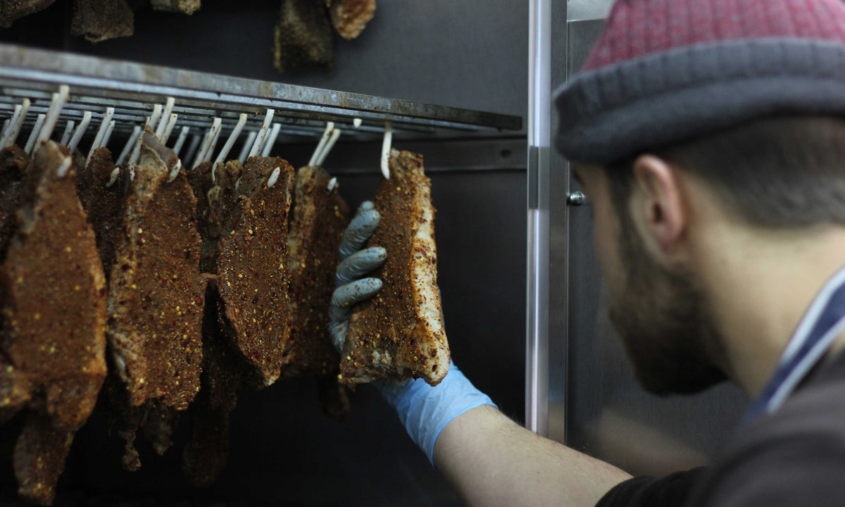 Step Four: Hanging the steaks