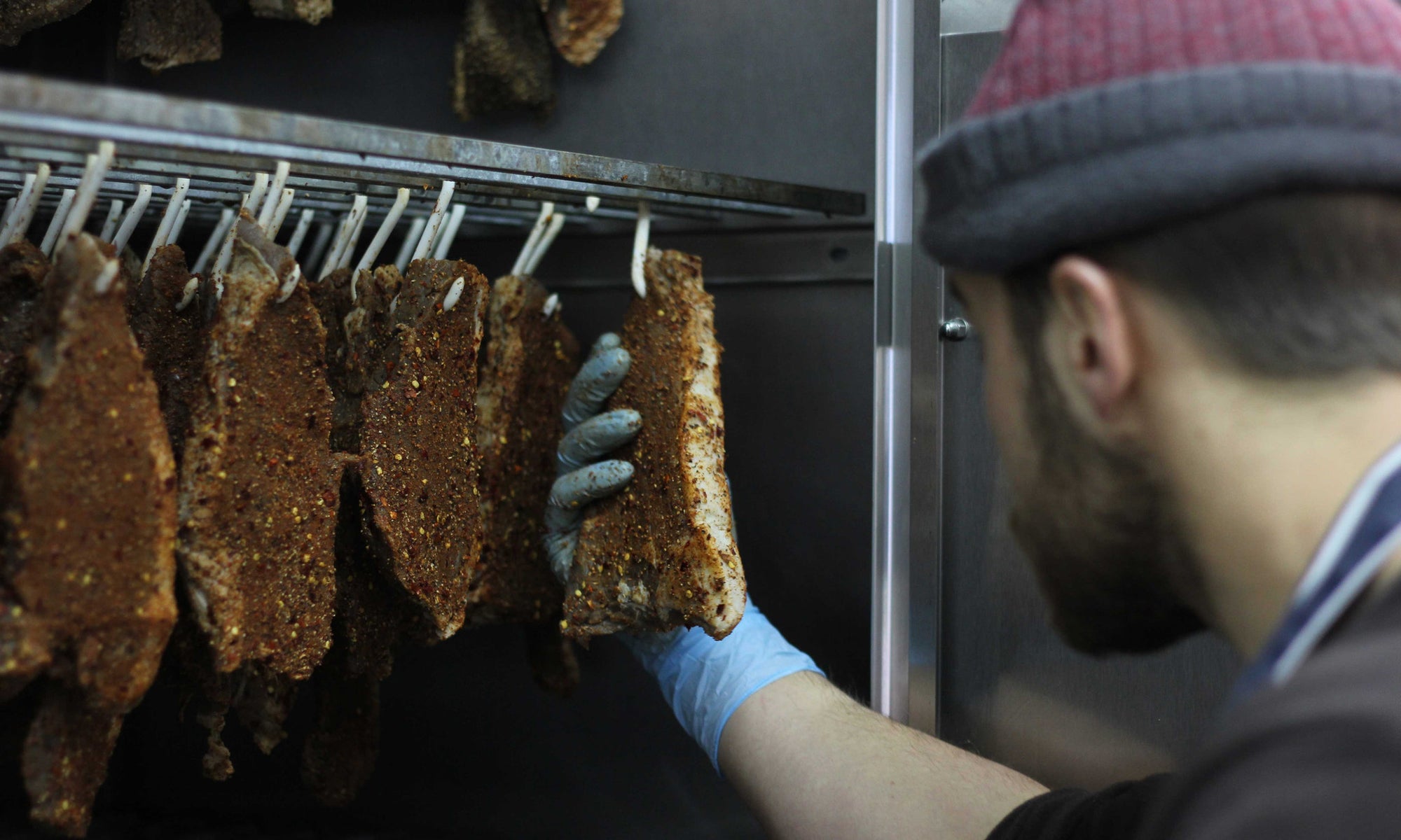 Step Four: Hanging the steaks